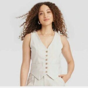 NWT WOMEN'S A NEW DAY TAILORED LAYERING BUTTON DOWN VEST Sz. M